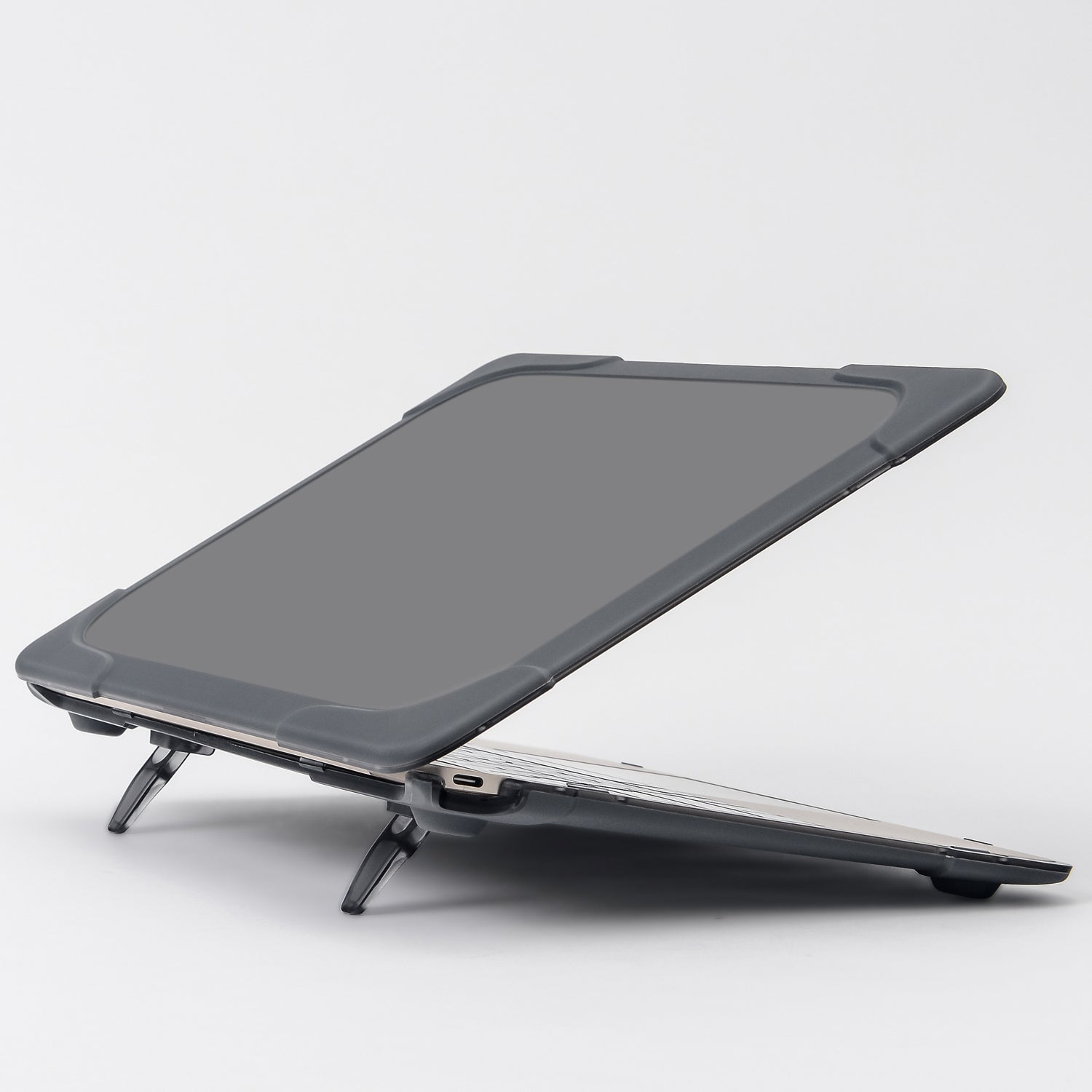 Drop-proof Supporting Stand Design Hard PC Laptop Case Well-protected Notebook Cover for MacBook Retina 12inch A1534 / A1931 - Grey Drop-proof Supporting Stand Design Hard PC Laptop Case Well-protected Notebook Cover for MacBook Retina 12inch A1534 / A1931 - Grey